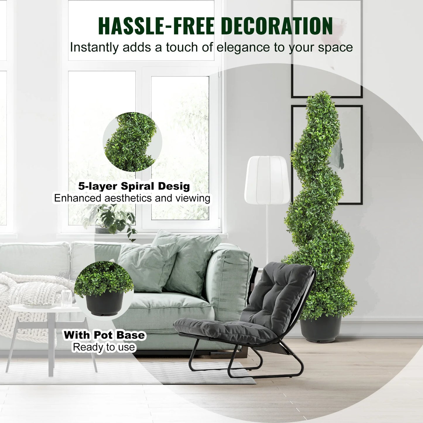 Artificial Boxwood Spiral Topiary Tree For Outdoor Weather Resistant Decor