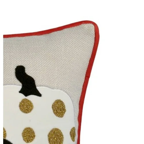 Halloween Pumpkin Embroidered Throw Pillow Polka Dot Linen Cushion