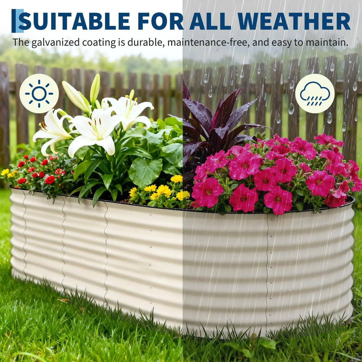 HiMiss Galvanized Rustproof Steel Raised Garden Planter
