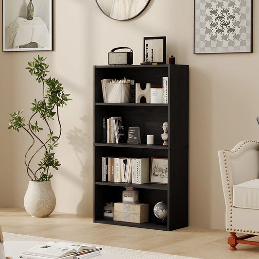 JHK 4 Tier Wooden Floor Standing Bookshelf Living Room Office