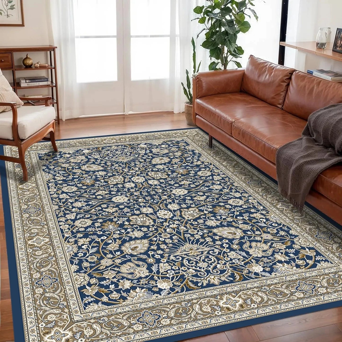 VIKAMA Bohemian Crystal Velvet Anti Slip Living Room Rug