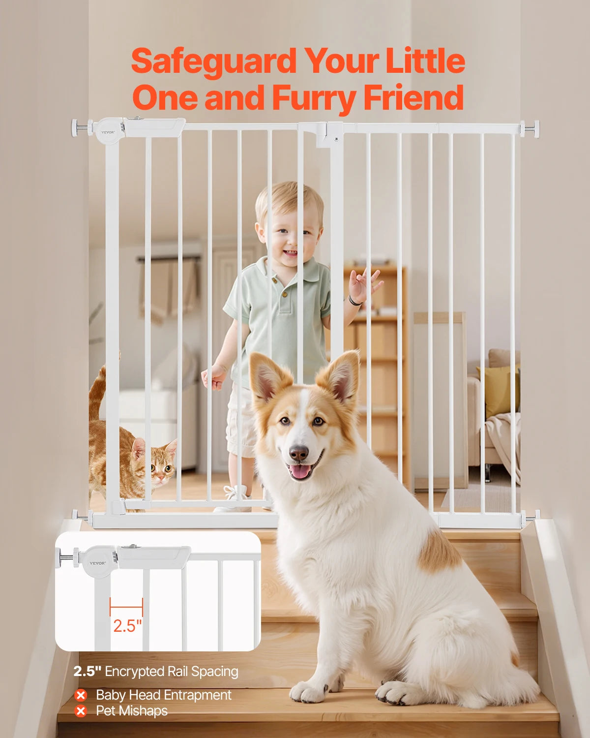 SucceBuy Pressure Mount Baby Gate Child Pet Safety