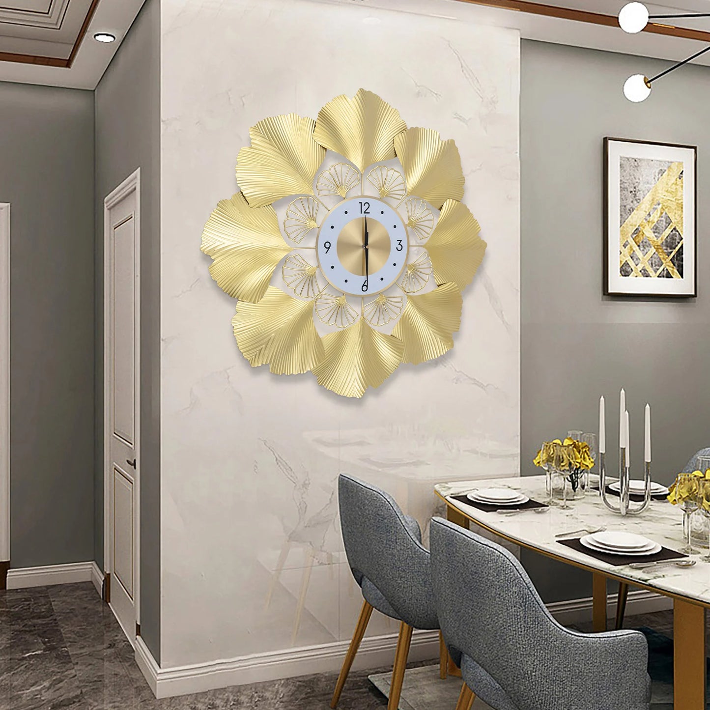 Ginkgo Biloba Wall Clock Silent Non-Ticking