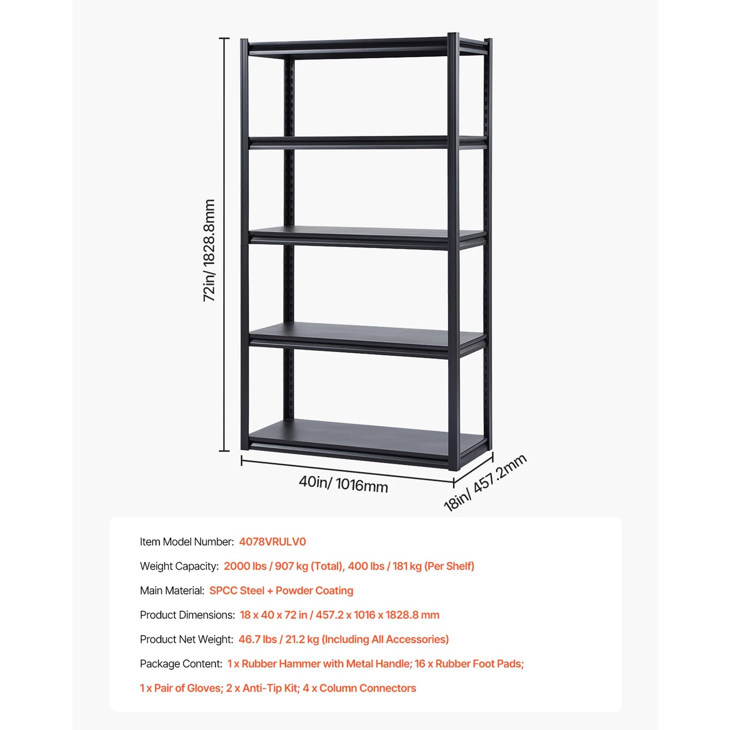 SucceBuy 5-Tier Garage Storage Shelves With Adjustable Metal Racks