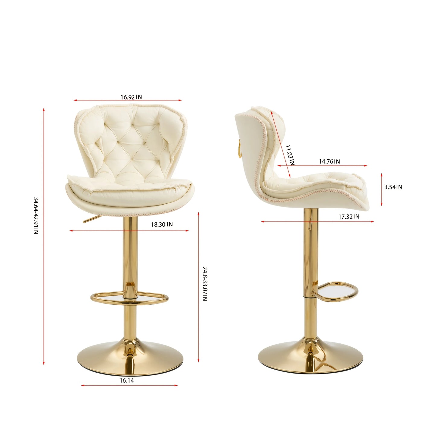 PIYRQ Velvet Bar Stools Set Modern Upholstered Swivel