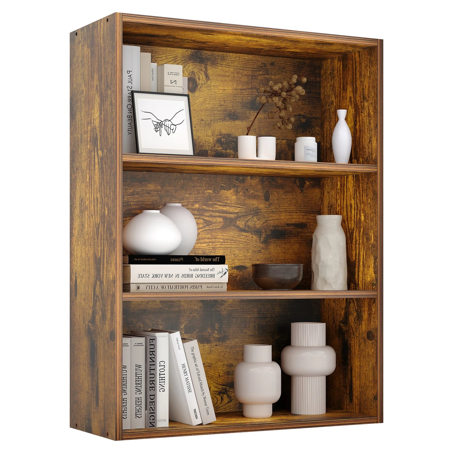 JHK 4 Tier Wooden Floor Standing Bookshelf Living Room Office