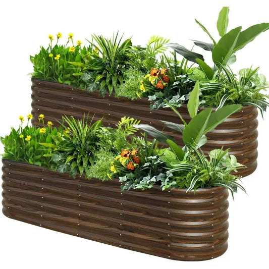 Galvanized Steel Raised Garden Bed Set Durable Rust Resistant
