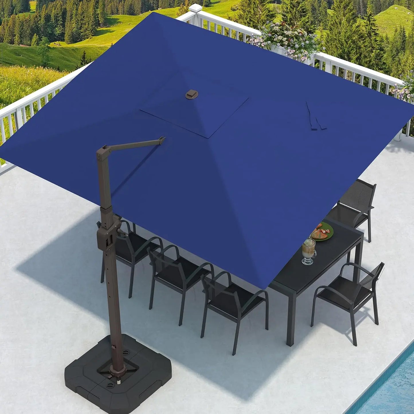 GUANGBAI Cantilever Rectangular Patio Umbrella With 7 Tilt Adjustments