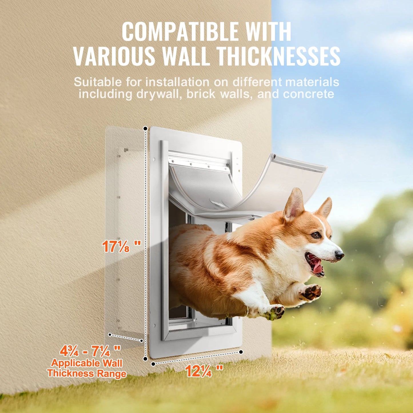 Pet Door Metal Frame With Lock Three Flap Weatherproof