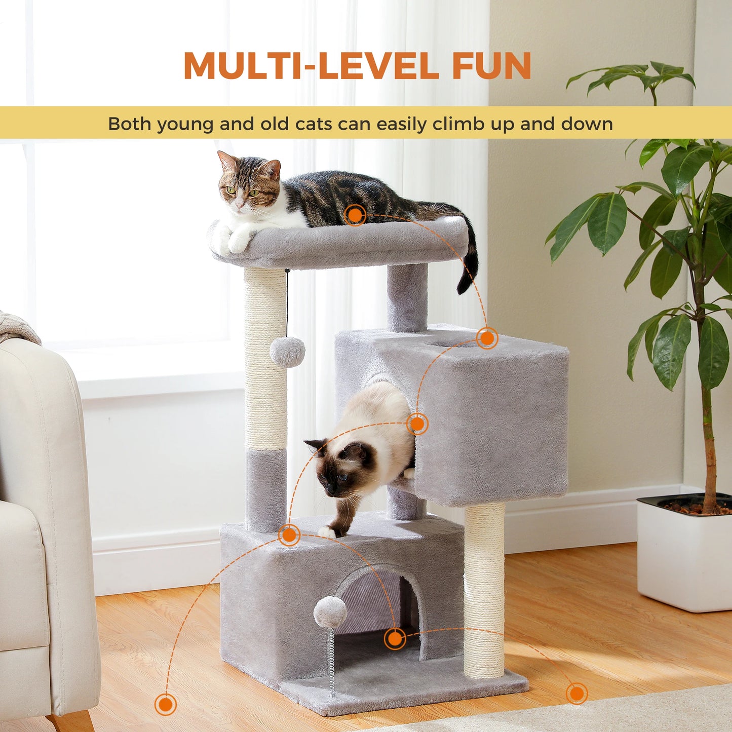 PAWZ Road Multi Level Cat Tree Tower With Scratching Posts