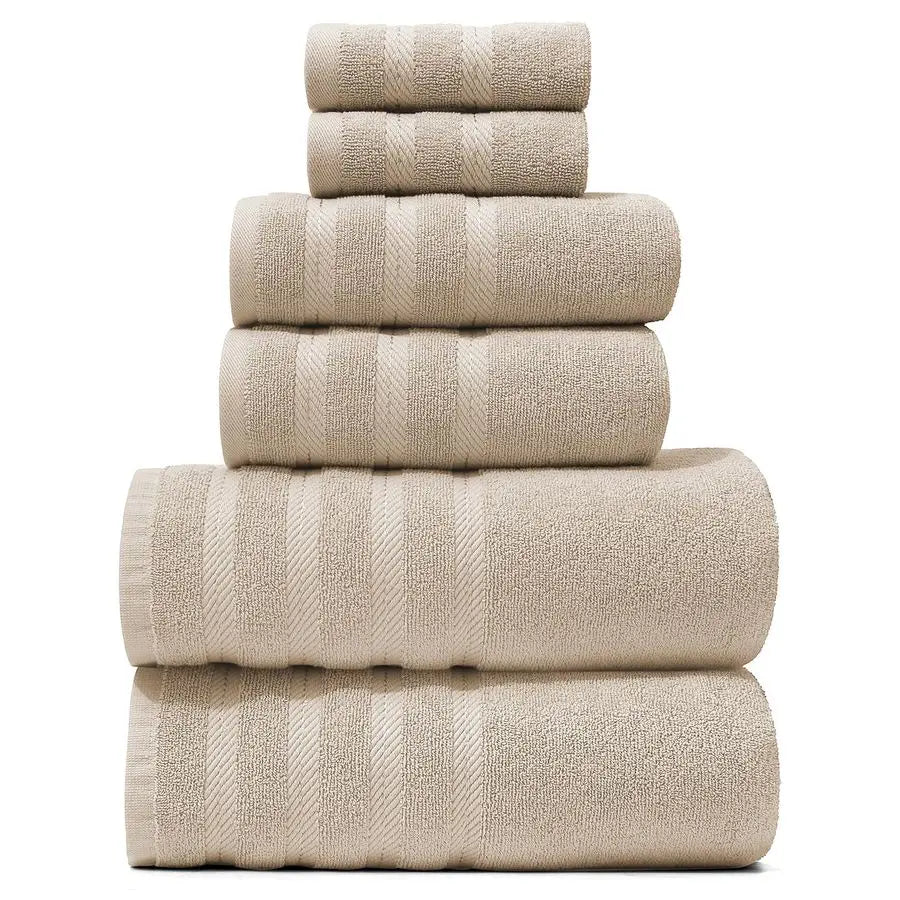 Bei 6-Piece Ring Spun Cotton Bath Towel Set Luxury Soft And Absorbent