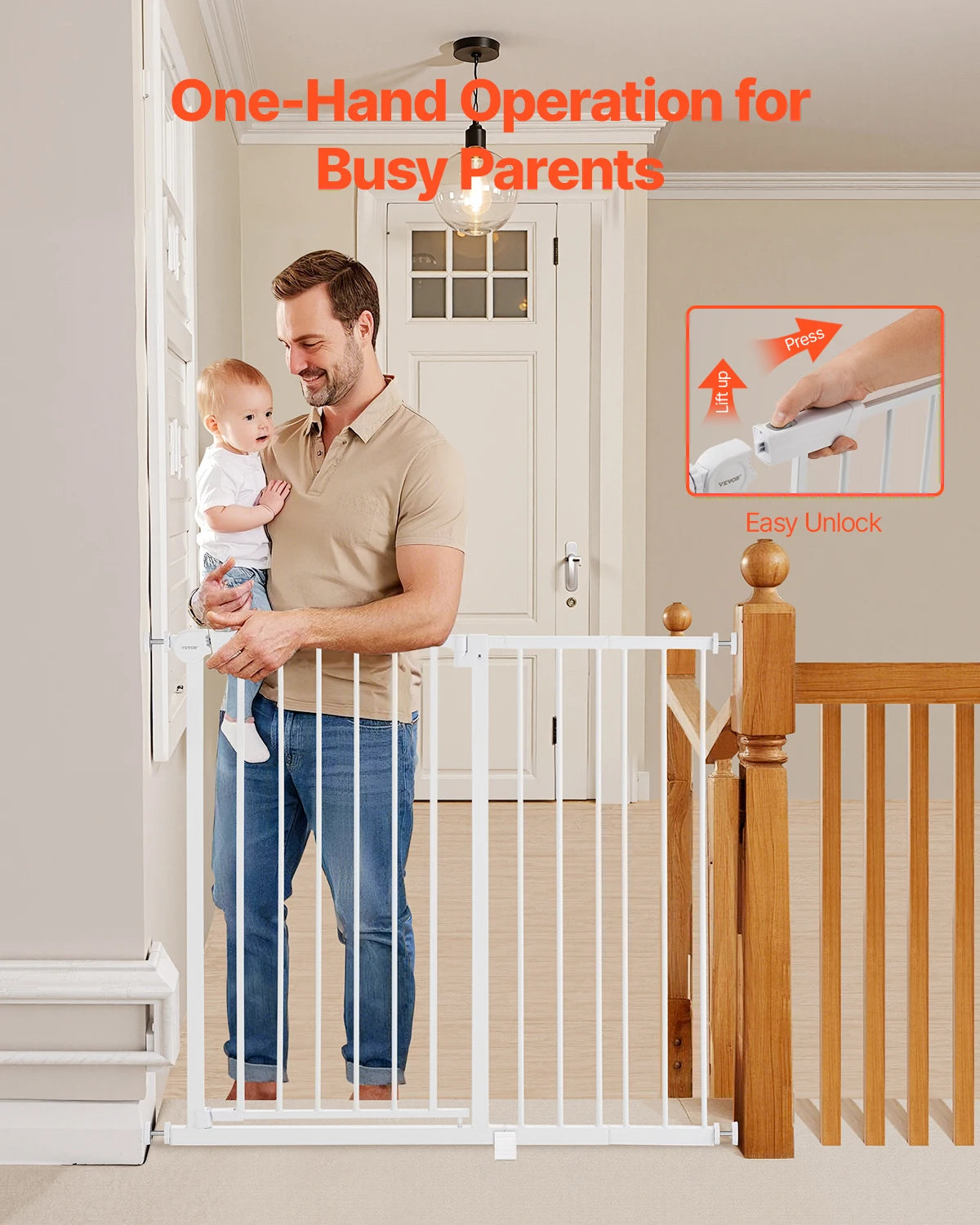 SucceBuy Pressure Mount Baby Gate Child Pet Safety
