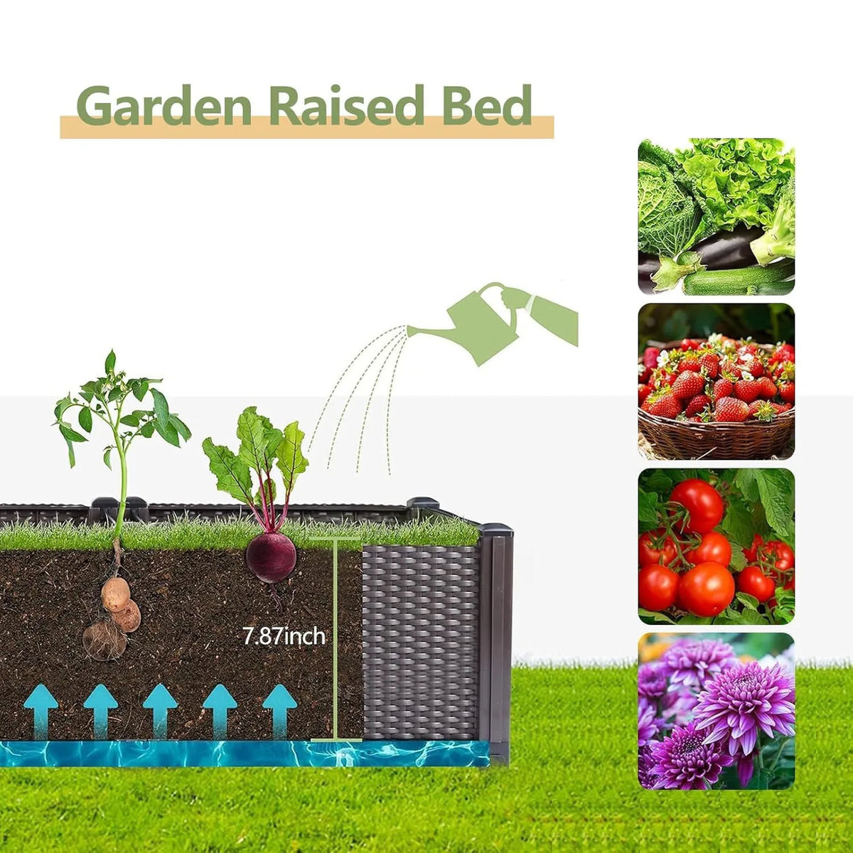 HiMISS Self Watering Raised Garden Planter With Drainage
