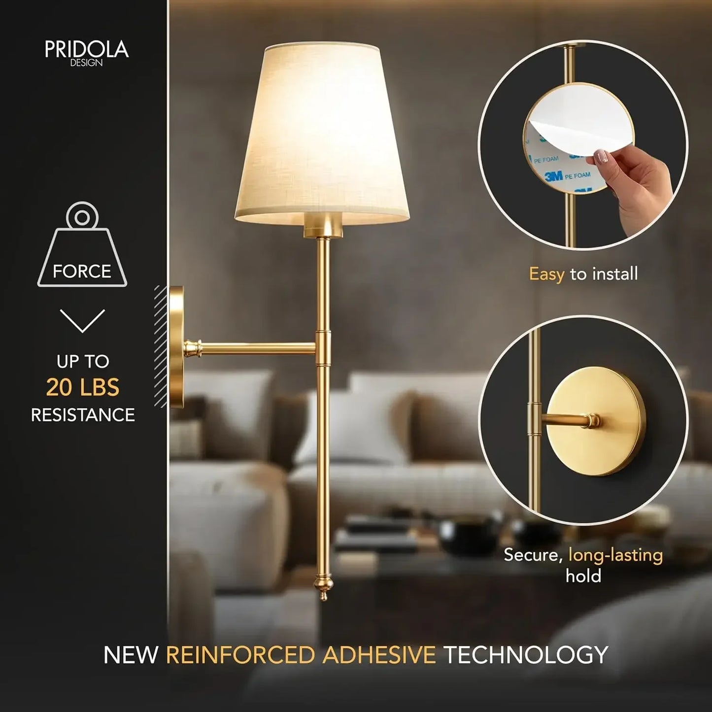 Set Of Wireless Wall Sconces With Remote And Rechargeable LEDs