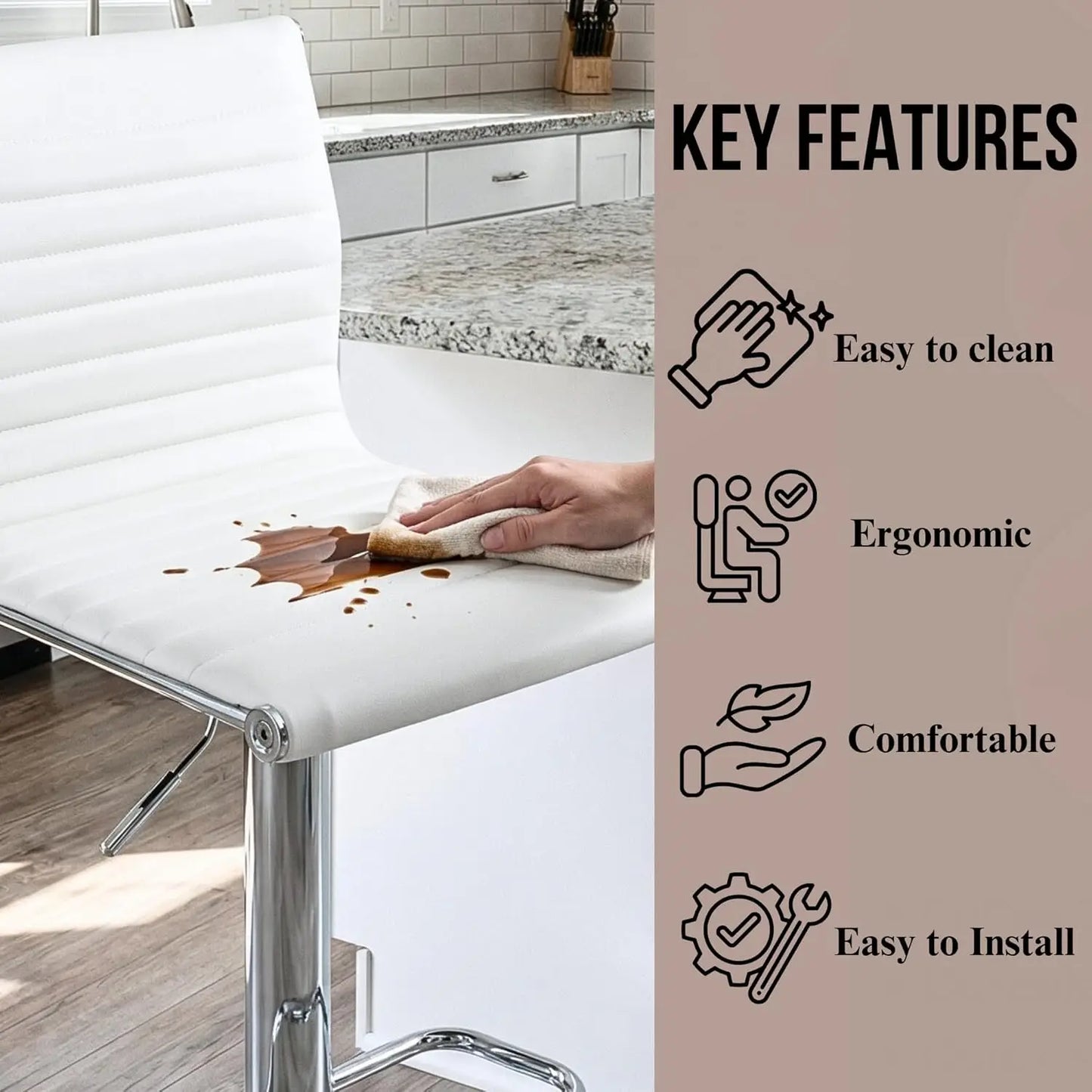 GUANGBAI Swivel Bar Stools With Back Set 2 Faux Leather