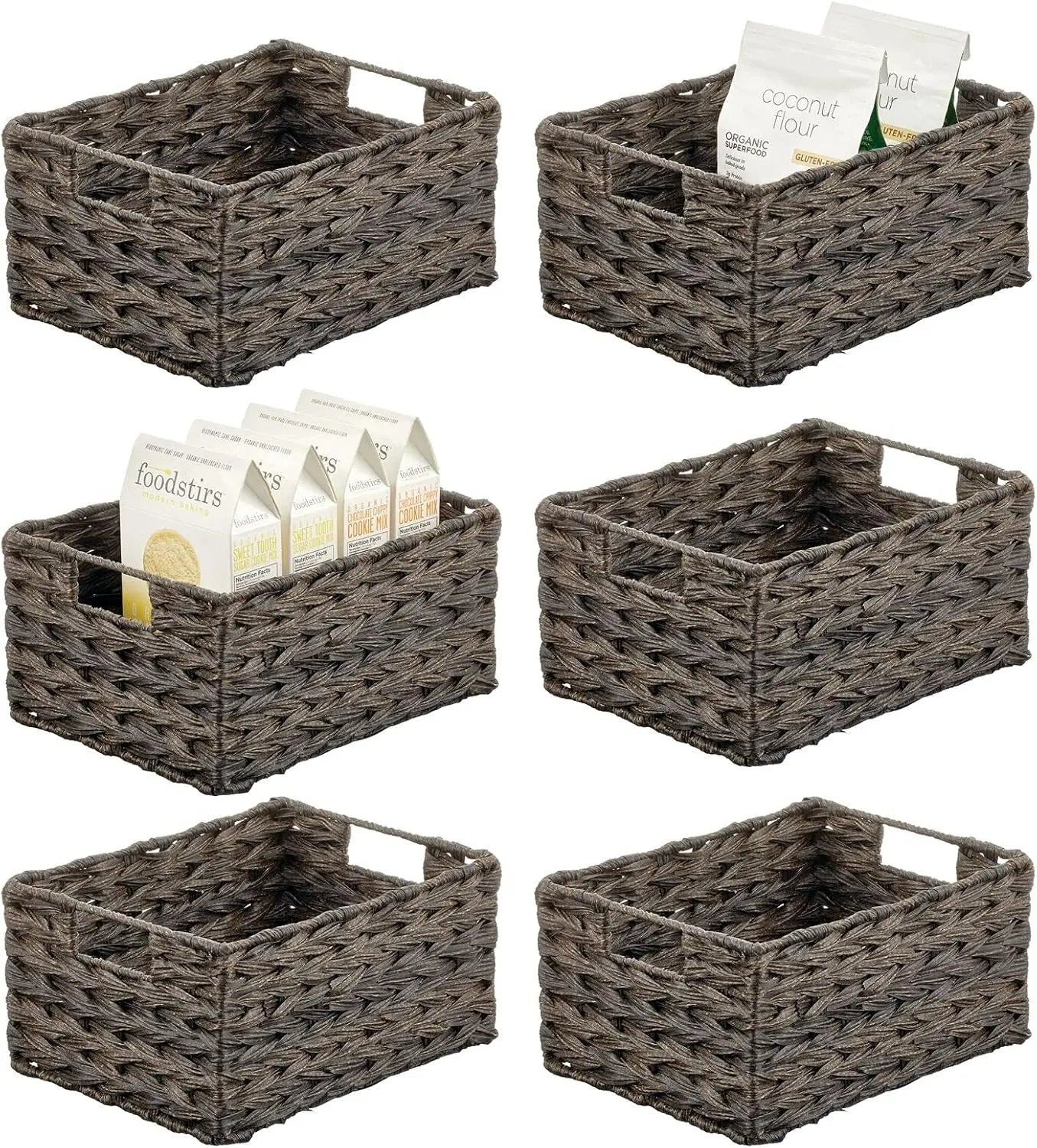 Woven Farmhouse Kitchen Pantry Organizer Basket for Cabinets and Shelves