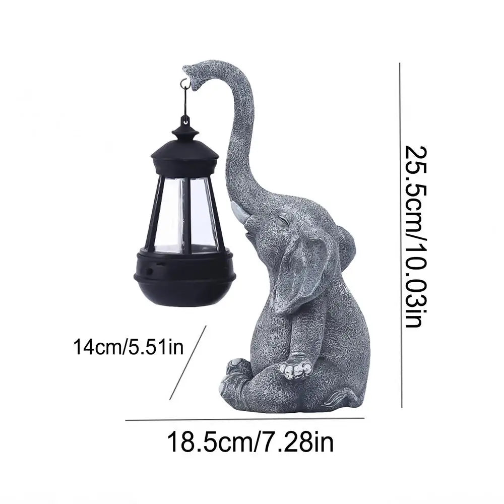 Elephant Solar Garden Statue With LED Light Sensor