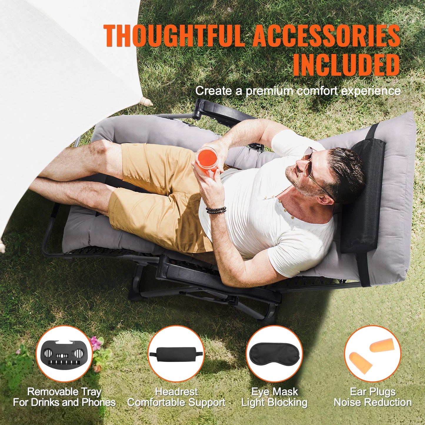 SucceBuy Zero Gravity Chair With Adjustable Recline And Cupholder