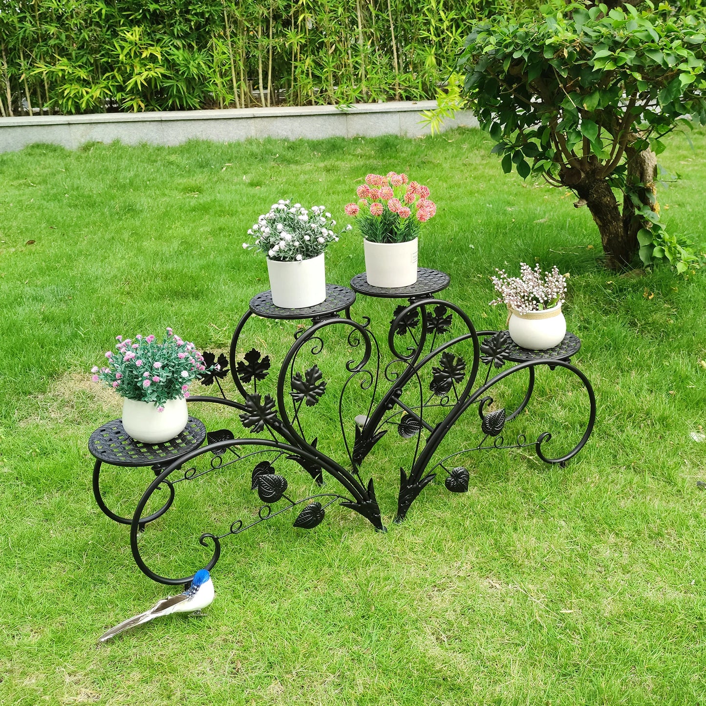Rustproof 4-Tier Metal Plant Stand For Garden And Office