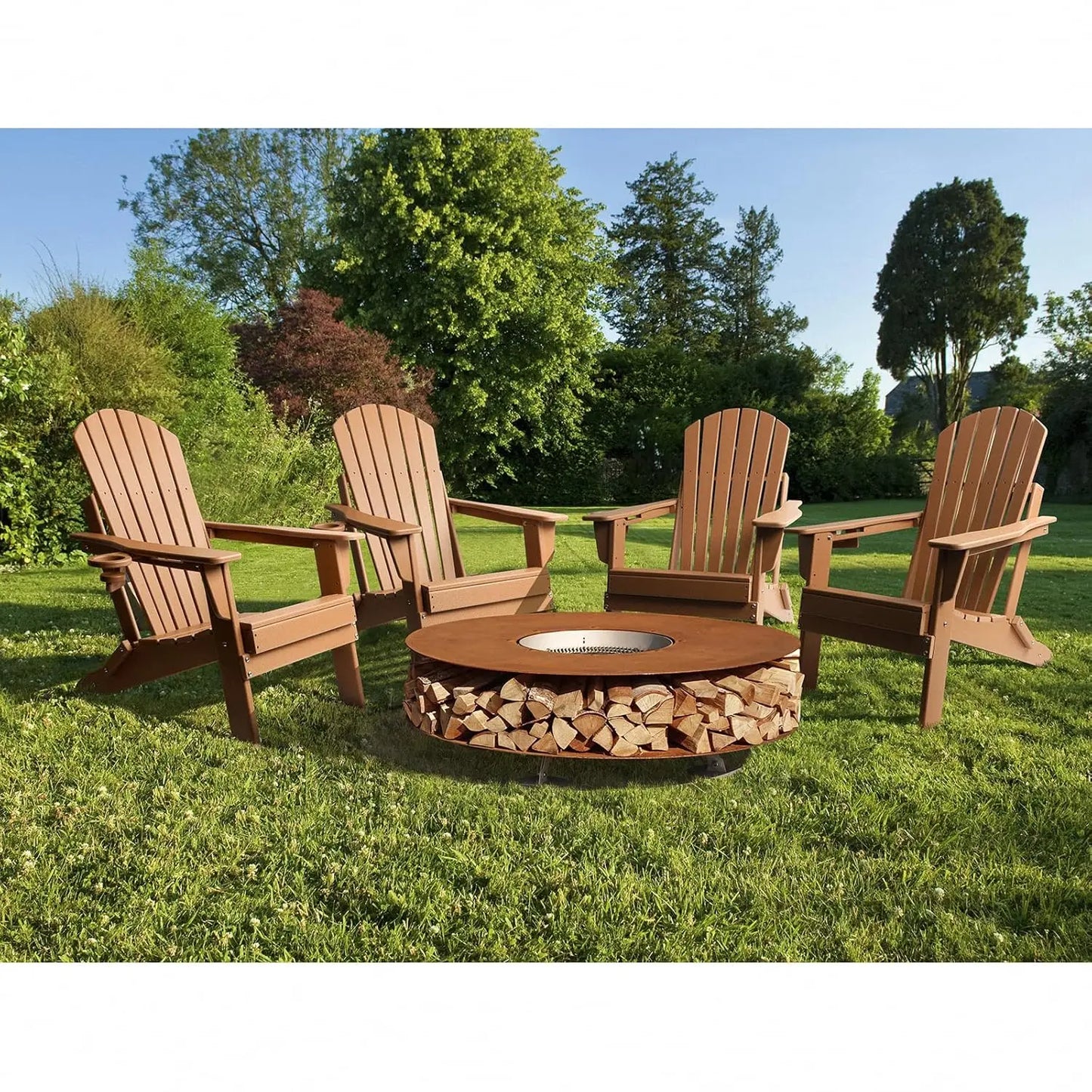 All Weather Adirondack Chair Set 4 Piece With Cup Holders