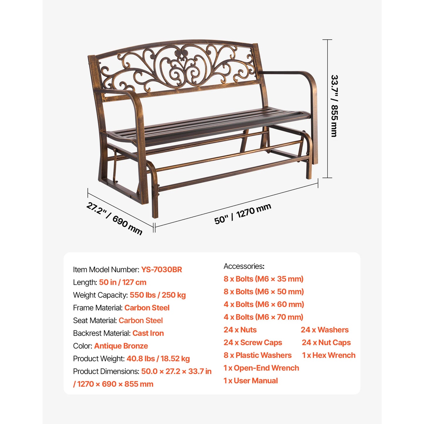 SucceBuy Outdoor Bench Wood And Metal Garden Bench