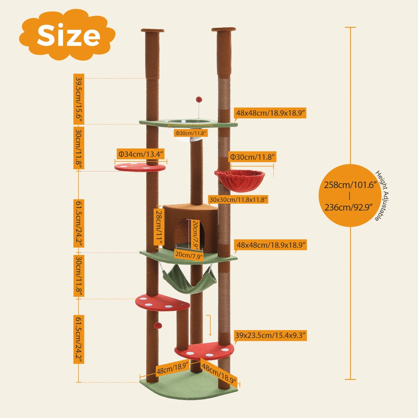PAWZ Road Tall Floor To Ceiling Cat Tree