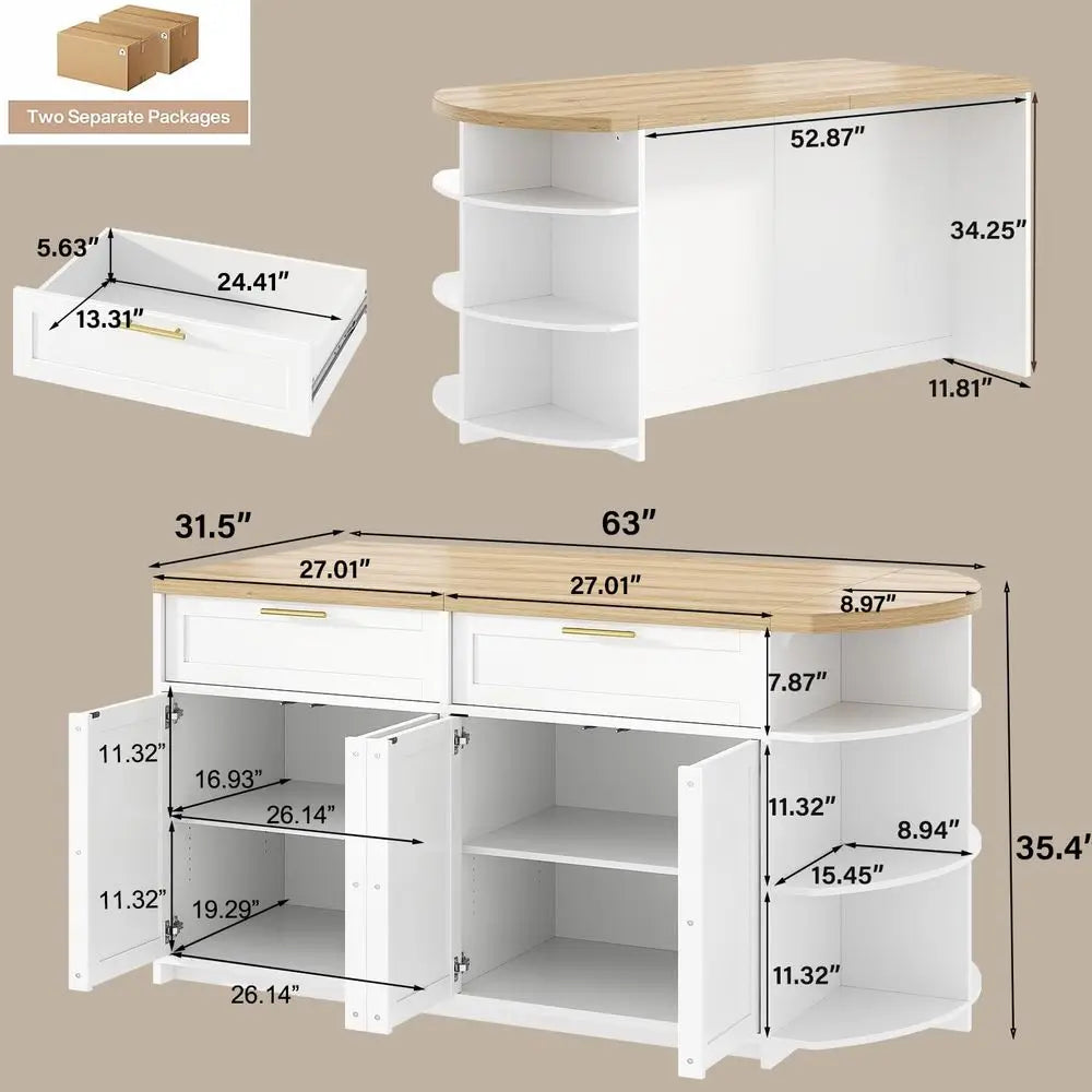 XMSJ Modern Kitchen Island With Storage And Seating