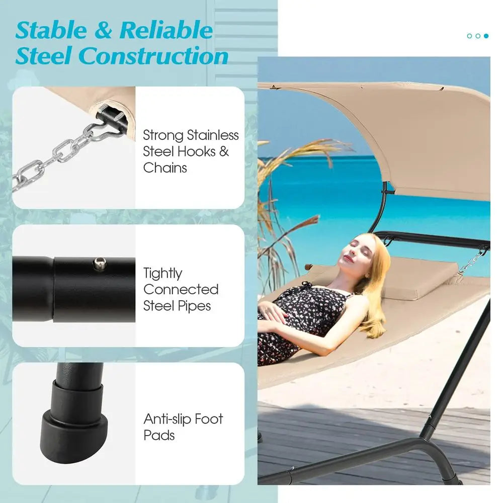 Hanging Hammock With Stand And Canopy Lounge Chair