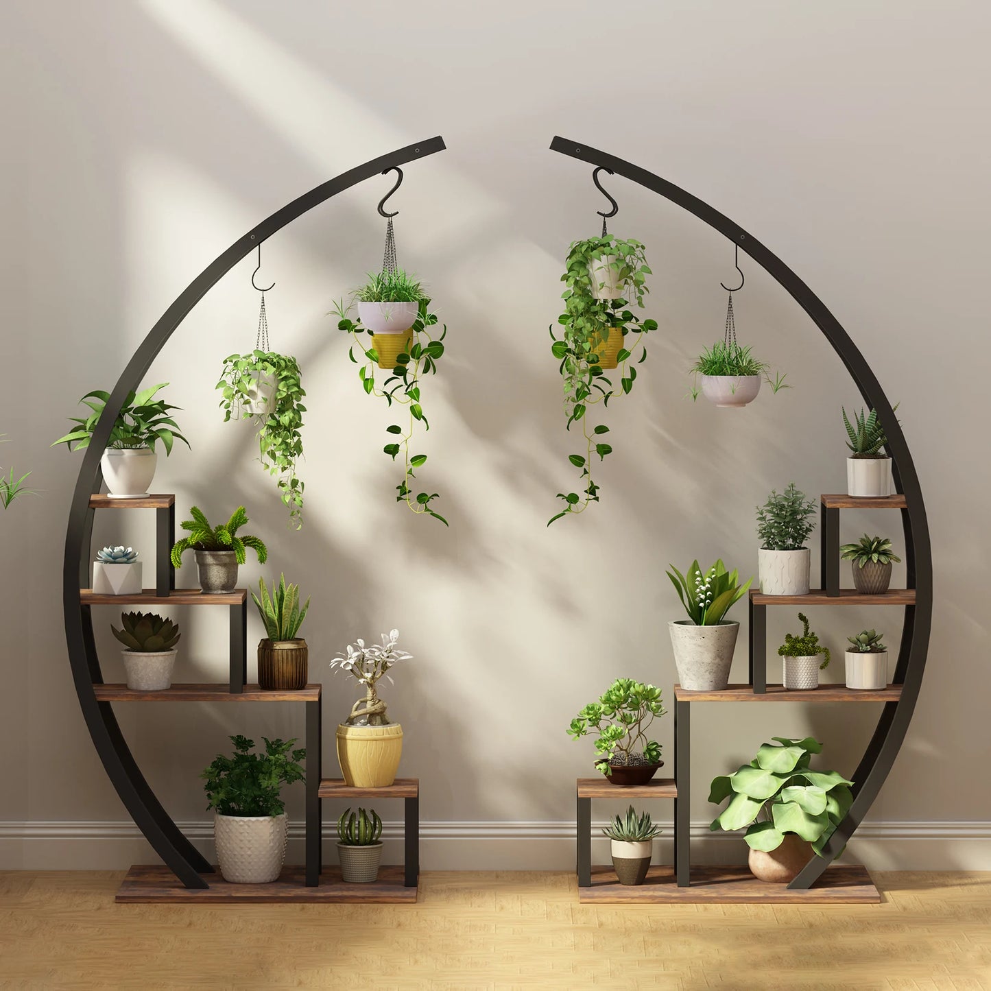 TWISTER.CK 5 Tier Plant Stand Indoor Metal Half Moon Rack 2 Pack