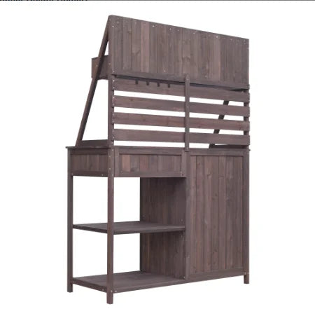 Fir Wood Potting Bench With Five Drawers And Cabinet