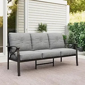 Outdoor Aluminum Patio Sofa Three Seat All Weather