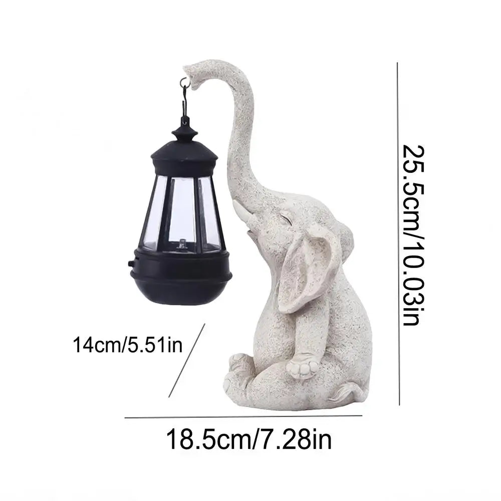 Elephant Solar Garden Statue With LED Light Sensor