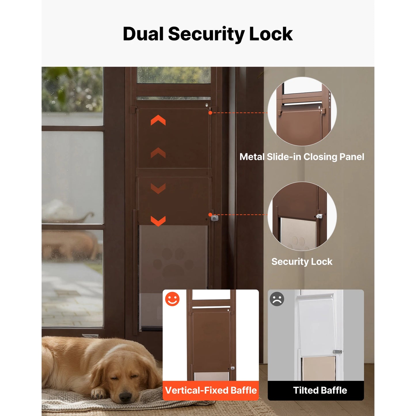 SucceBuy Sliding Glass Dog Door Rotating Hinges Lock