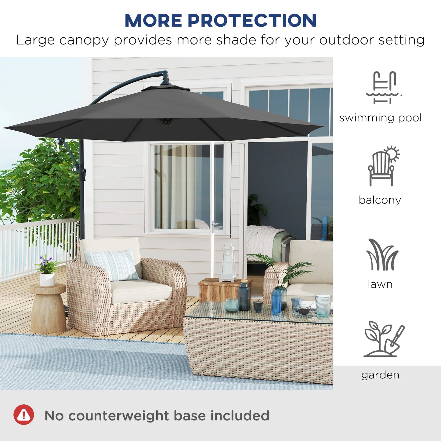 Cantilever Patio Umbrella With Tilt Offset UV And Water Resistance