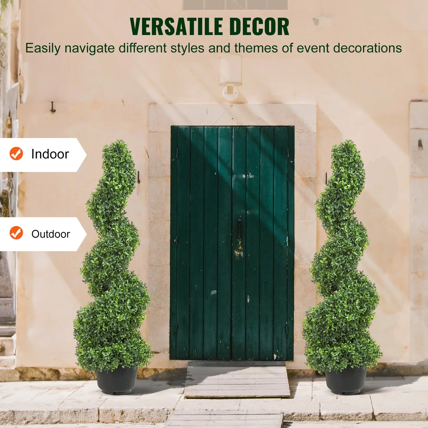 Artificial Boxwood Spiral Topiary Tree For Outdoor Weather Resistant Decor