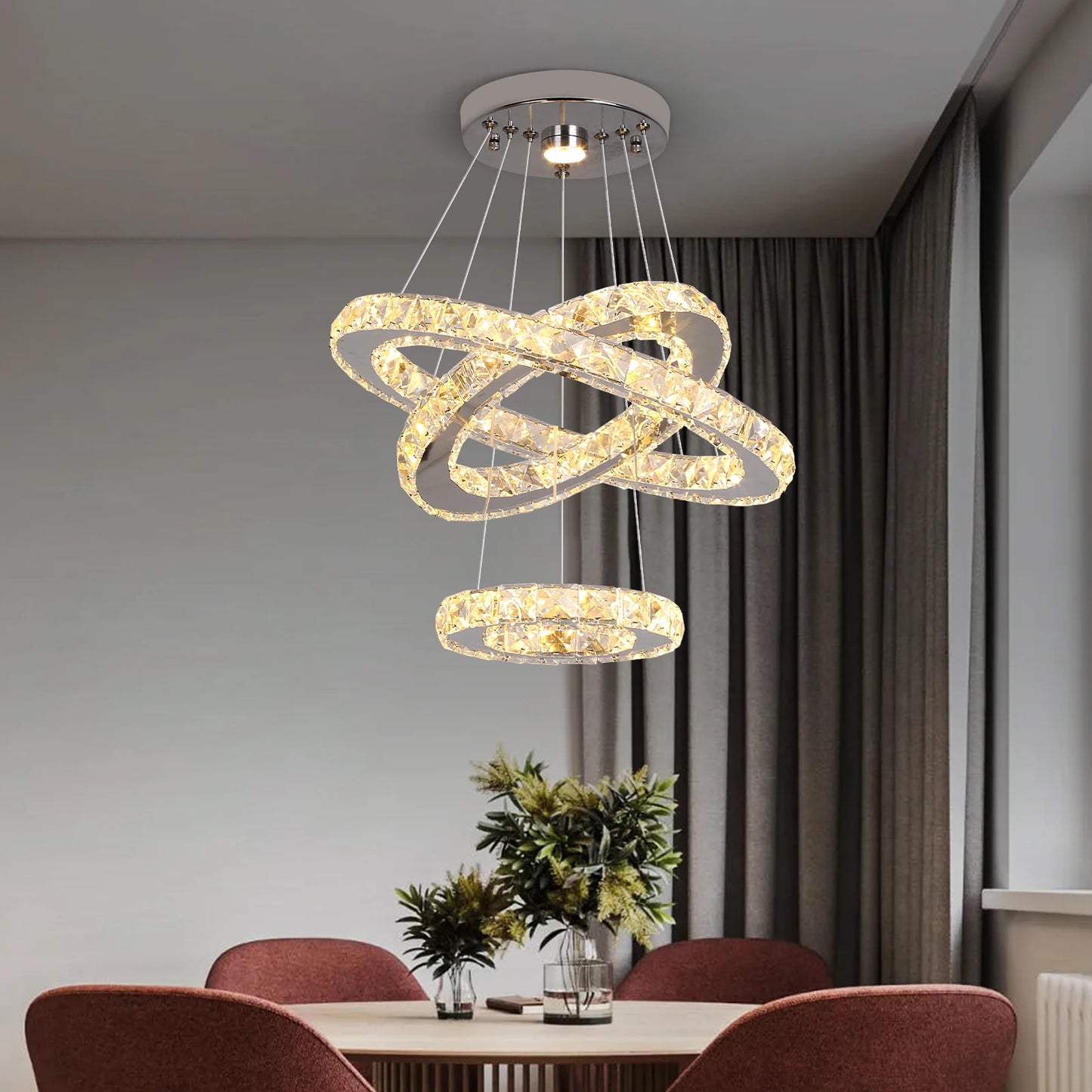 Vinilky Crystal Chandelier Pendant Lights For Living Room And Bedroom