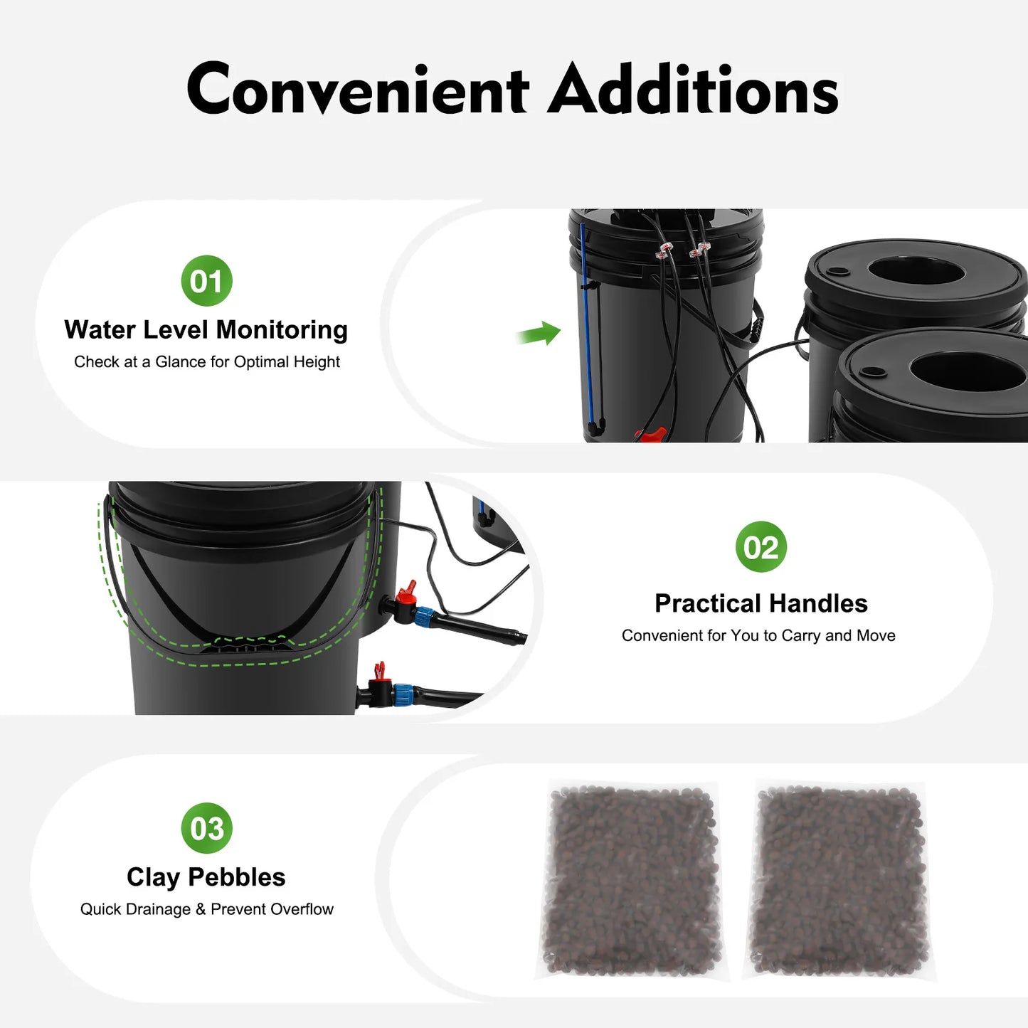 Bymaocar Hydroponics Growing System Kit With Air Pump And Buckets