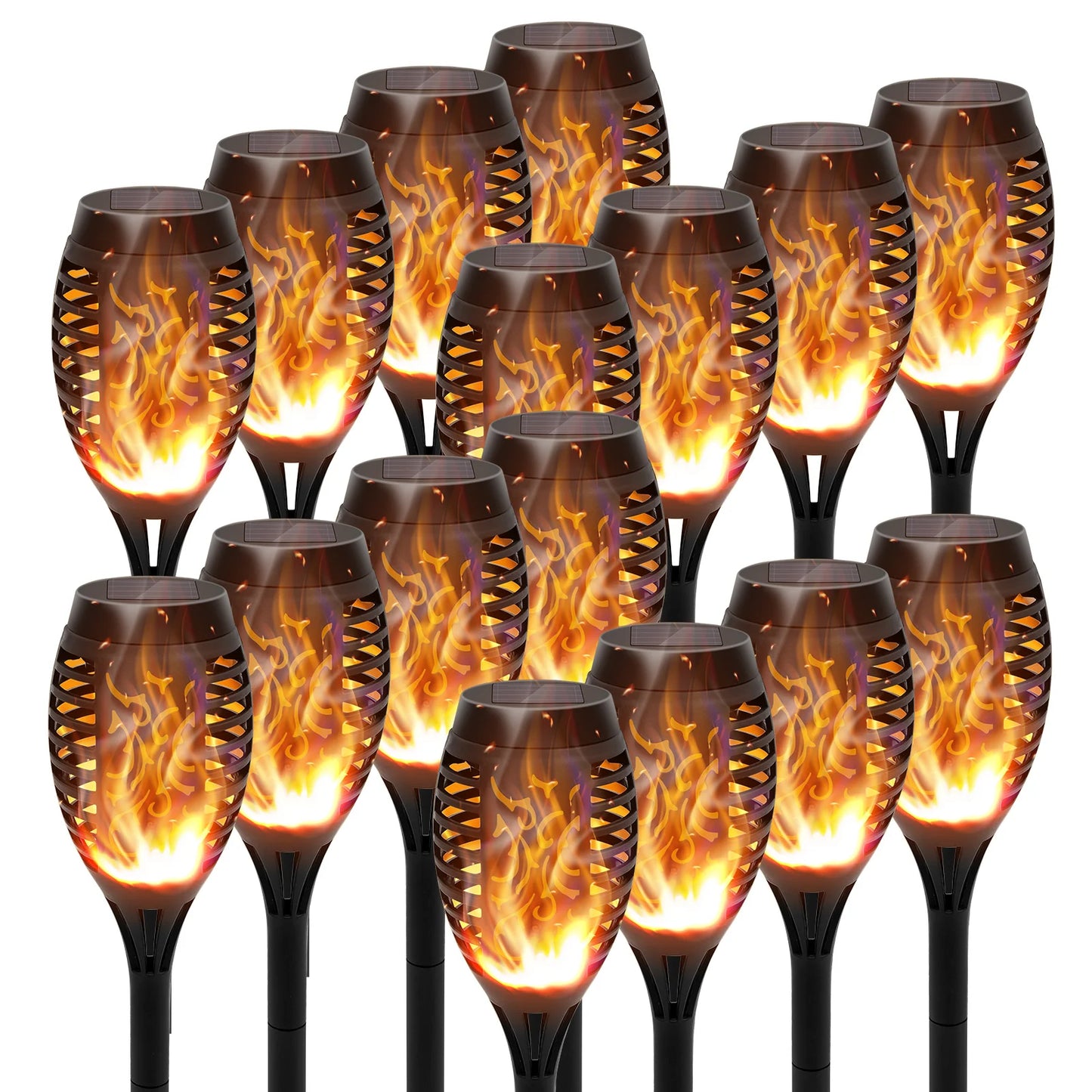 12 LED Solar Flame Torch Lights Outdoor Garden Decoration Waterproof