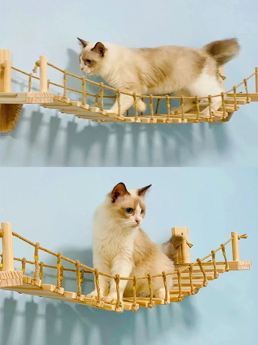 Wall Mounted Sisal Rope Cat Bridge for Climbing and Play