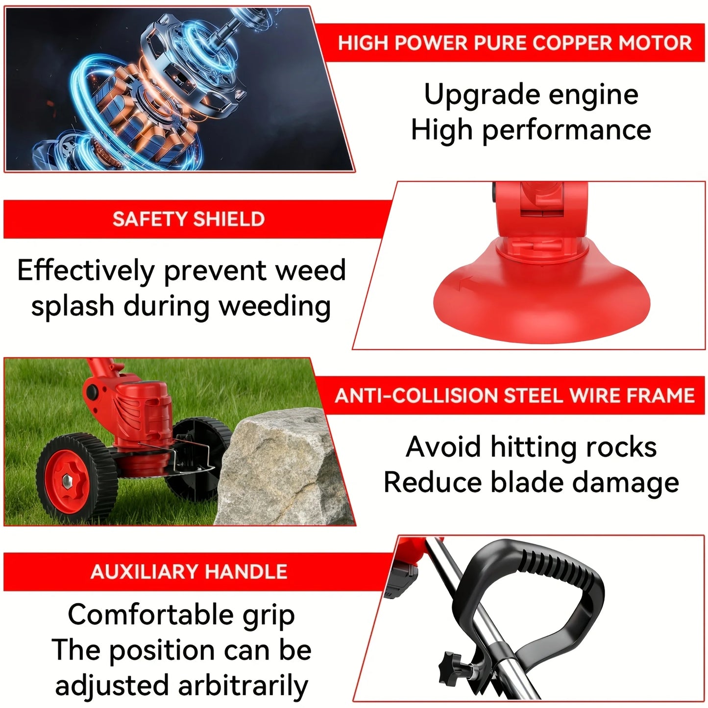Firehelp 3 In 1 Trimmer Edging Machine With Adjustable Height Rotating Head