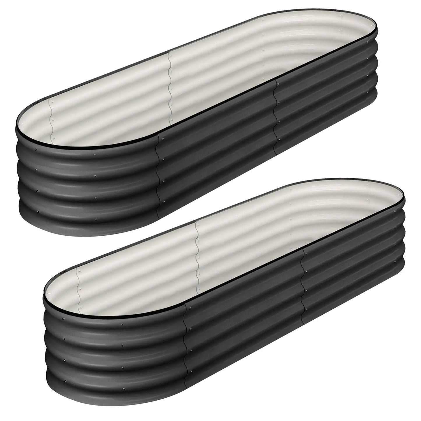 HiMISS Galvanized Oval Raised Garden Bed Open Bottom Two Pack