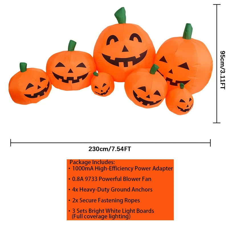 Halloween Inflatable Pumpkin Patch With Bright LED Yard Decor