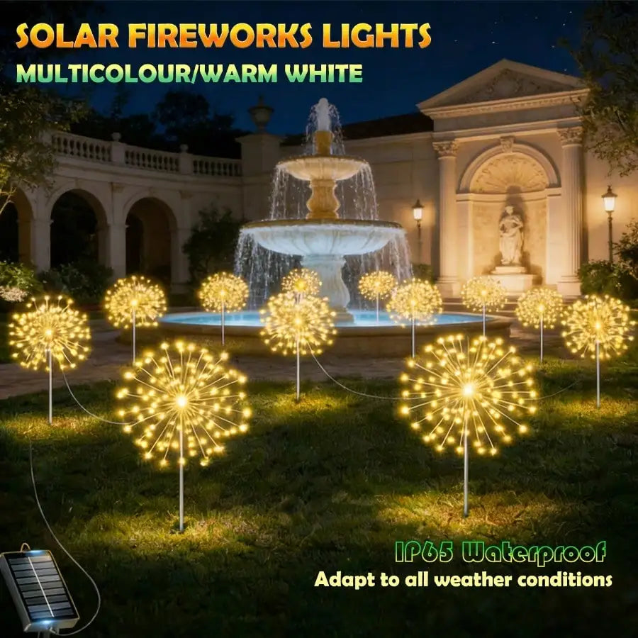 Solar Powered LED Firework Garden Lights With Multiple Lighting Modes