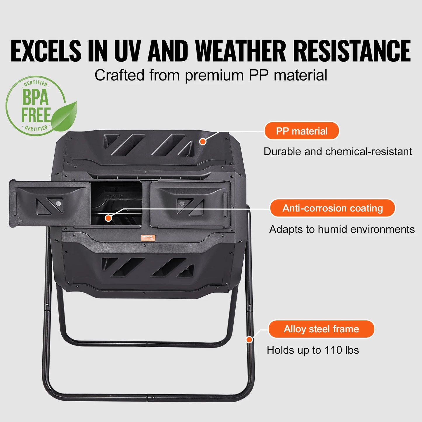SucceBuy Dual Chamber Tumbling Composter Bin For Garden And Kitchen