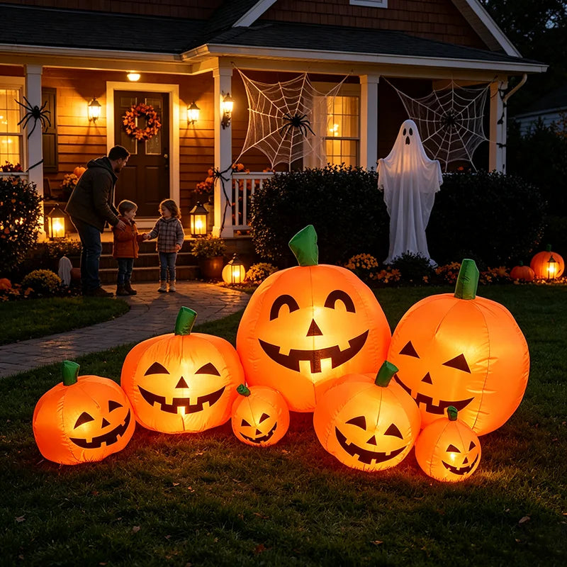 Halloween Inflatable Pumpkin Patch With Bright LED Yard Decor