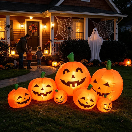 Halloween Inflatable Pumpkin Patch With Bright LED Yard Decor