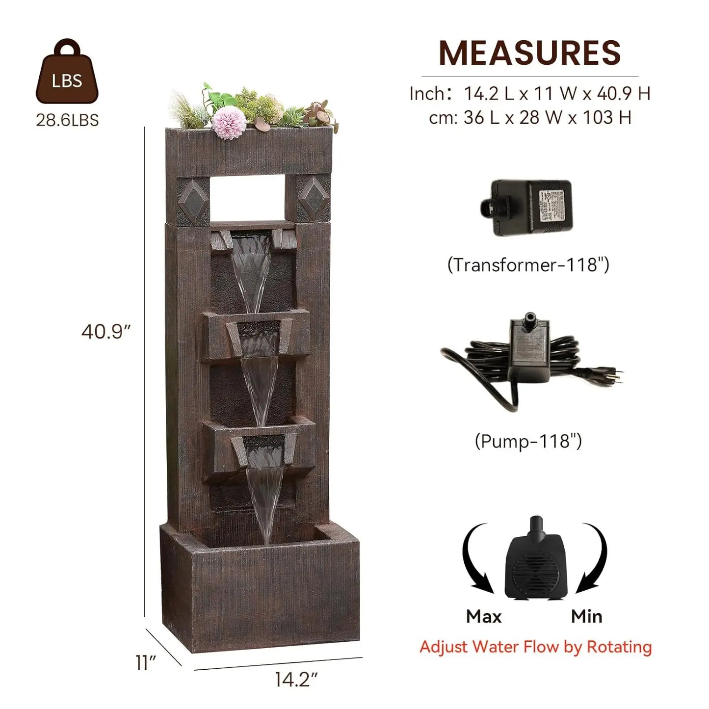 4-Tier Indoor Outdoor Water Fountain With LED Lights And Pump