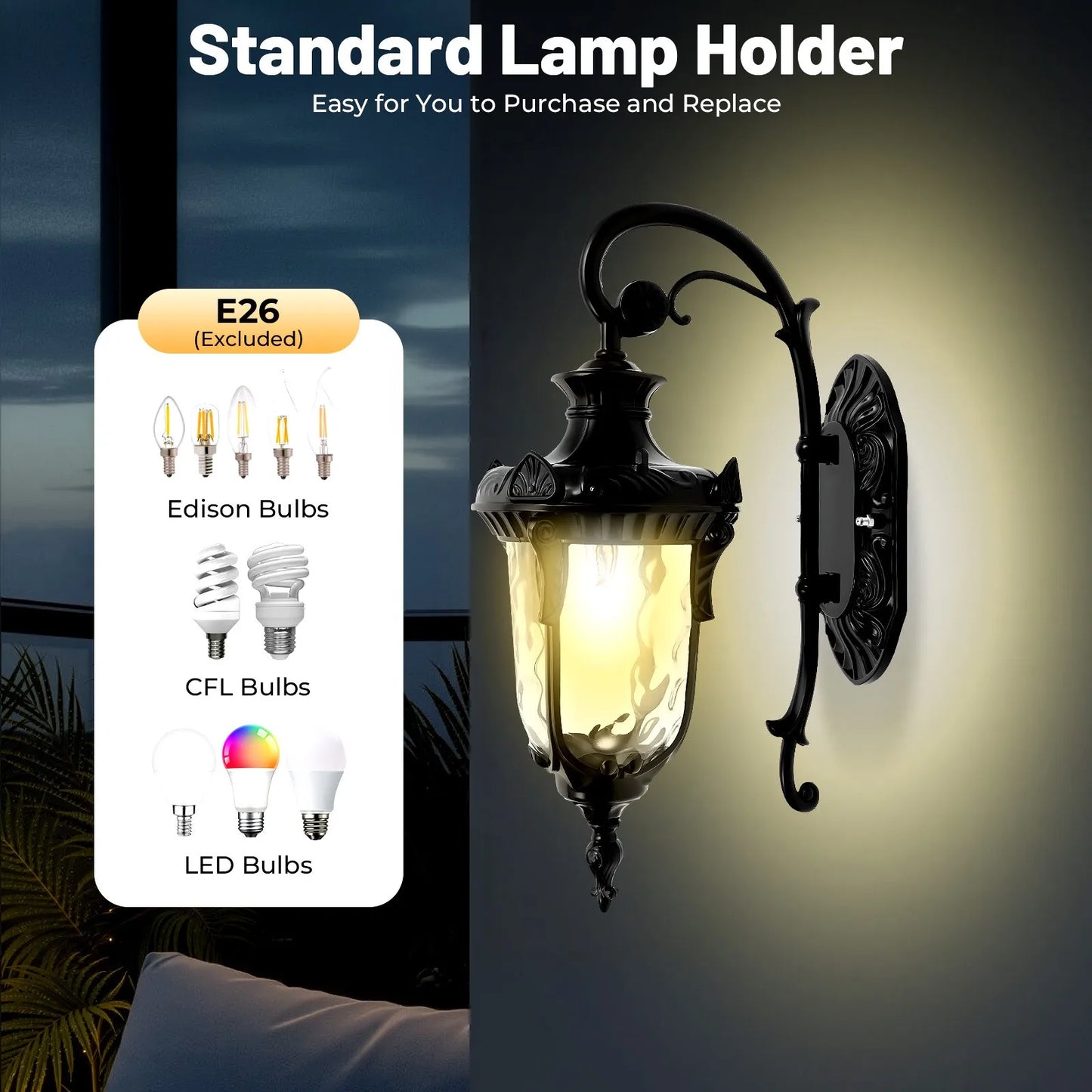 Bymaocar Waterproof Sconce Porch Lamp With Glass Shade